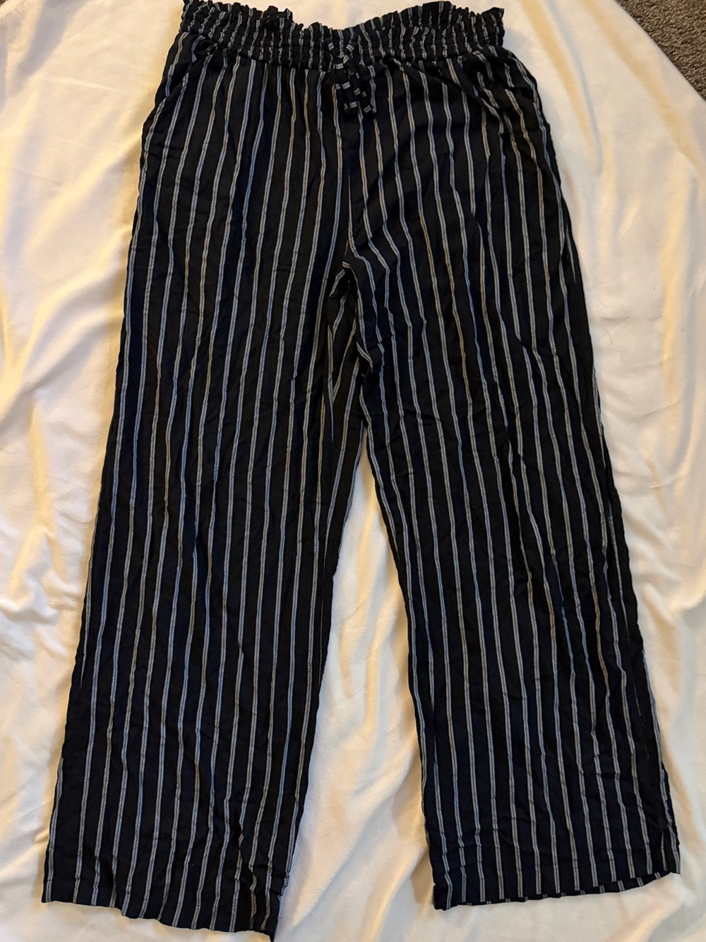 SO Goods for Life Medium Black Striped High Rise Wide Leg Pants Rayon